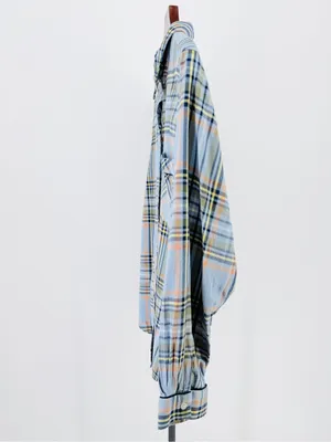 Aerie Boyfriend Flannel Button Down Pajama shirt light blue relaxed flowy fit thumbnail 5