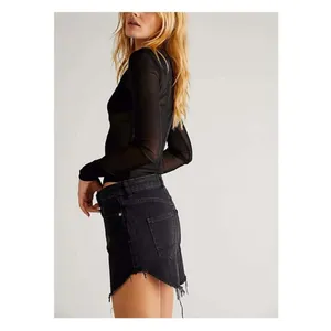 NWT Free People We the Free Sky High Black Denim Mini Skirt Size 10 Indie Sleaze thumbnail 3