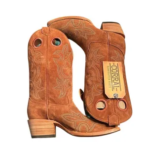 Corral Tan Suede Square Toe Leather Boots(Size 7.5) thumbnail 10