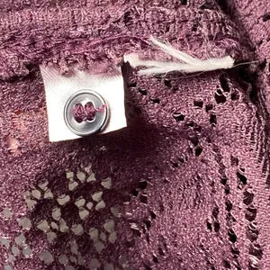 LOFT Lace Top Women Medium Plum Purple Medallion Crochet 3/4 Sleeve Boho EUC‎ thumbnail 5