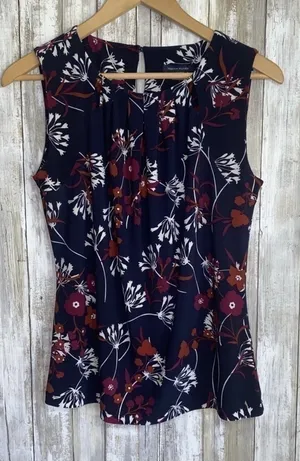 Tommy Hilfiger Navy Floral Sleeveless Blouse •Small thumbnail 1