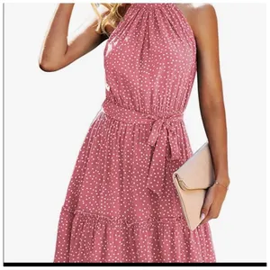 BTFBM Women's Red Polka Dot Halter Dress Size Small Boho Ruffle Summer Mini Cute thumbnail 11
