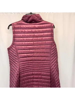 Duluth Burgundy Quilted Puffer Duck Down Long Vest L Collar Layering Cabincore thumbnail 4