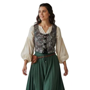 Source Unknown Ren Faire Reversible Tapestry Corset Vest Goblincore Cottagecore VTG Lace Up M thumbnail 10
