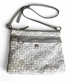 Coach Gray and White Crossbody Bag with Animal Print thumbnail 1