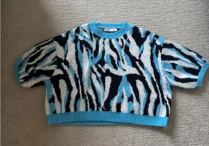 ZARA Black and Blue Zebra Print Sweater thumbnail 3