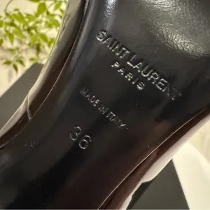 Auenthic Saint Laurent Square Toe Black Pump Heel Sandal Size 36 NIB thumbnail 11