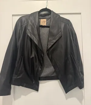 Chaser Black Faux Leather Open-Front Jacket thumbnail 1