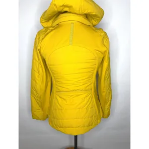 Lululemon Fluff Off Puffer Jacket Yellow Primaloft Hooded Quilted Coat Size 6 thumbnail 4