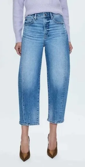 Pistola‎ Eli Barrel Jeans 24 Rhythm Vintage High Rise Arched Cropped Light Wash thumbnail 1