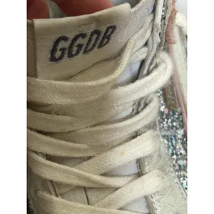 Golden Goose Slide High Top Sneakers 37 Silver Glitter Star GGDB thumbnail 6