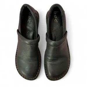 BOC Black Leather Comfort Clogs Mule Shoes Casual‎ Everyday Slip On thumbnail 2