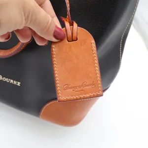 Dooney & Bourke Tote Bag Womens Large Pebble Leather Black Tan Classic Excellent thumbnail 3