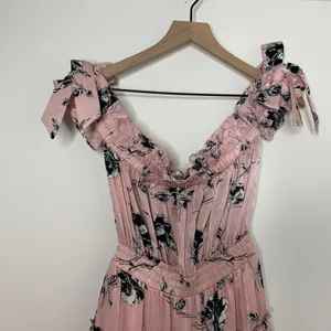 Misa Los Angeles Laiyin Floral Mini Dress Pink Womens Summer Off The Shoulder XS thumbnail 8