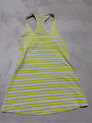 Lululemon Women’s Striped Racerback Tank top - Yellow/White thumbnail 1