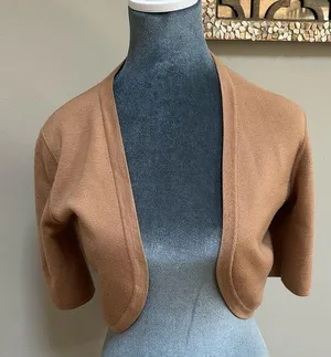 Michael Kors Tan Brown Cardigan Shrug Bolero Sweater Jacket knit Small Italian thumbnail 1