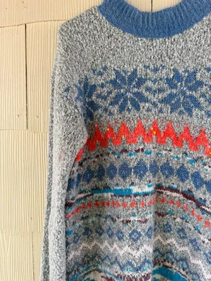 Free People Gray Fair Isle Snow Bunny Sweater Dress thumbnail 2