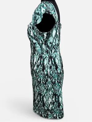 Marc New York Snake Print Sheath Dress Green Black Stretch Size 12 thumbnail 5