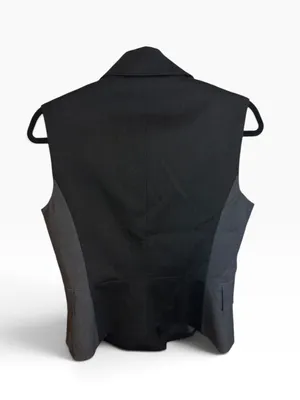 Karen Millen Gray and Black Structured Double Breasted Wool Zip Up Vest thumbnail 2