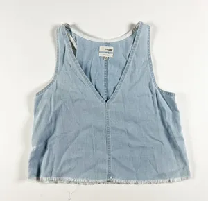 Wilfred Free Aritzia Arlenis Cotton Denim Chambray Sleeveless V Neck Tank Blouse thumbnail 1