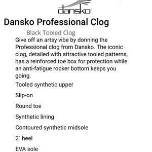Dansko 906020202 Professional Clog Black Tooled Leather Clogs Size 39 8.5-9US thumbnail 15
