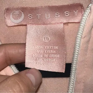 Vintage Stussy Y2K Baby Pink Full Zip Lightweight Jacket Size: Large thumbnail 4