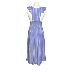 FREE PEOPLE Boho Coastal Striped Lightweight Chambray Midi Dress thumbnail 6