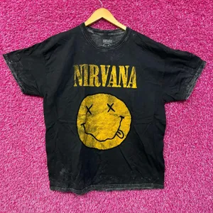 Nirvana Nevermind Dead Eye Smiley Grunge Acid Wash Tee XL thumbnail 1