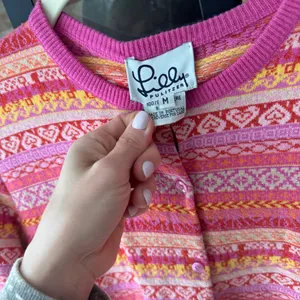 Vintage Lilly Pulitzer cashmere fair isle cardigan sweater colorful top set knit thumbnail 5
