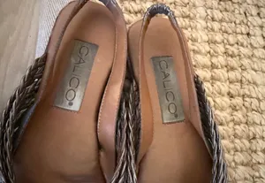 Calico Size 8 Metallic Woven Leather Slingback Sandals Square Toe thumbnail 7