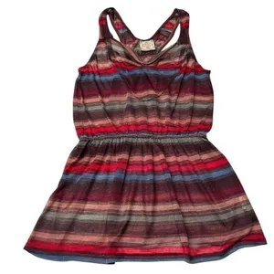Free People Size XS Baja Stripe Tank Top Maroon Brown Southwestern Boho Vintage thumbnail 1