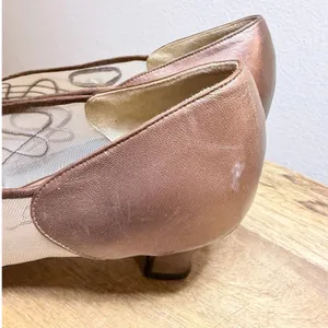 Vintage Paloma Italy Bronze Mesh Kitten Heels 8.5B Soutache Y2K Needs Repair thumbnail 10