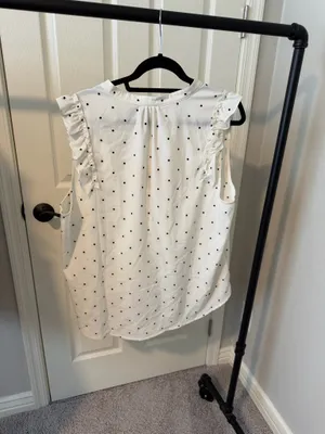 Black & White Polka Dot Blouse Size 2X thumbnail 2