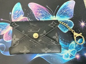 & Other Stories Black Monogram Envelope coin/Card Holder Key Pouch thumbnail 1