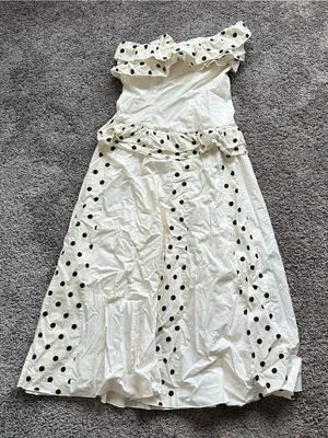 SHEIN White Maxi Dress with Black Polka Dots thumbnail 1