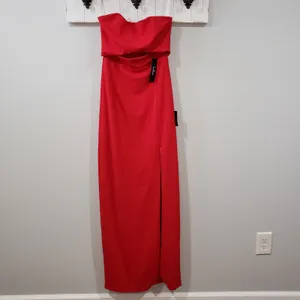 Lulu's Extravagant Persona Strapless Cutout Column Maxi Dress Red NWT S thumbnail 2