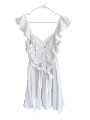 Versona White Ruffle Sleeve Tie Back Fit & Flare Dress Size 6 thumbnail 2