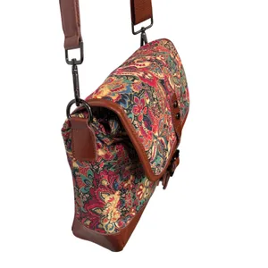 Baosha Floral Paisley Canvas Messenger Bag Brown Faux Leather Crossbody Satchel thumbnail 11