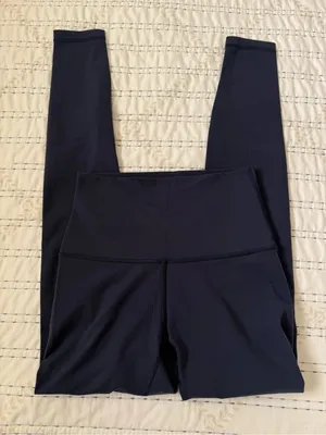 Lululemon Throw Back High Rise Pants Size 6 navy blue 28” Full Length Yoga Luon thumbnail 5