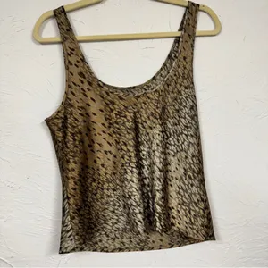 Victoria Secret Brown Animal Print Camisole Tank Top Women’s M Glam Satin Blouse thumbnail 10