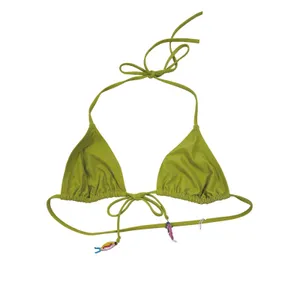 Solid & Striped The Iris Triangle Bikini Top Guava Green Fish Charms Size M thumbnail 2
