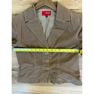 VTG Zinc Med Corduroy Blazer Tan Brown Crop Jacket Y2K Twee 90s Academia Gilmore thumbnail 9