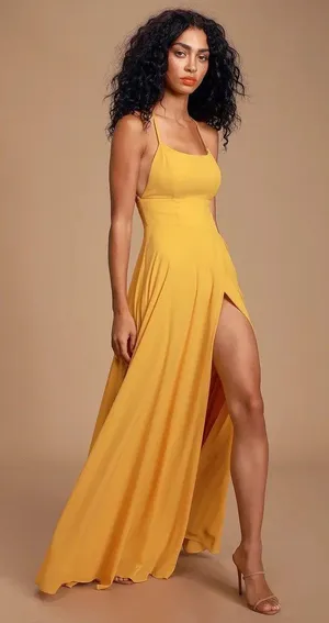 Lulus Dreamy Romance Mustard Yellow Backless Maxi Dress thumbnail 3