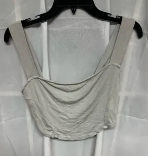 Free People Light Taupe Ribbed Cropped Tank thumbnail 1