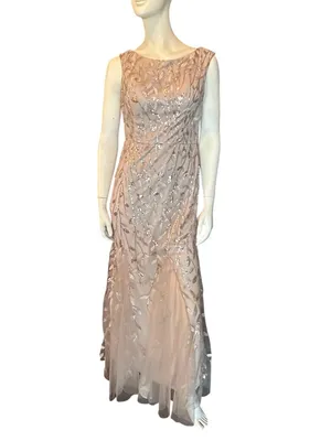 HY Formal Gown with Sequin/Embroidered Leaf Pattern & Tulle Trumpet Hem 12 NWT thumbnail 3