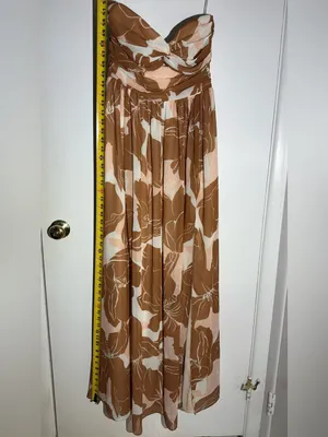 Katie May Adele Strapless Floral Maxi Dress in Brown and Blush Gown thumbnail 7