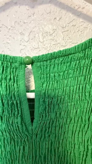 Boho Green Smocked Maxi Dress - Puff Sleeve Tiered Long Dress - Size S thumbnail 11