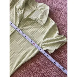 Lime Green Textured Romper Polo Collar Button Front Stretch Women’s Size M thumbnail 2