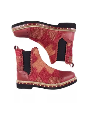 Free People Textile Atlas Chelsea Boot in Burgundy Red Kilim 36.5/6.5 thumbnail 2