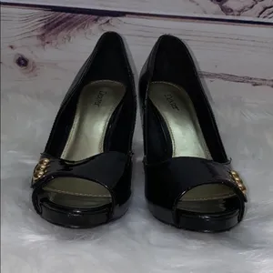 Dexter Patten Black Heels with Gold Buttons 8 thumbnail 6